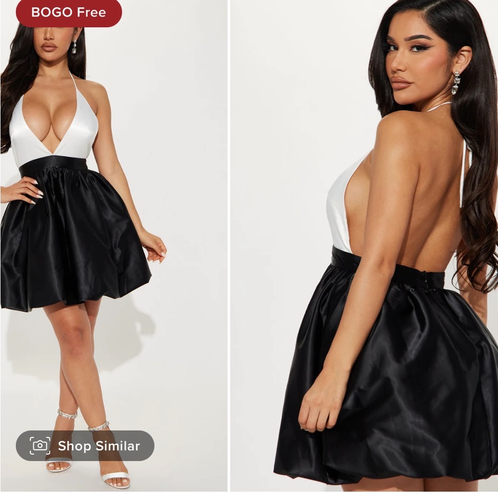 Black and white cocktail mini dress